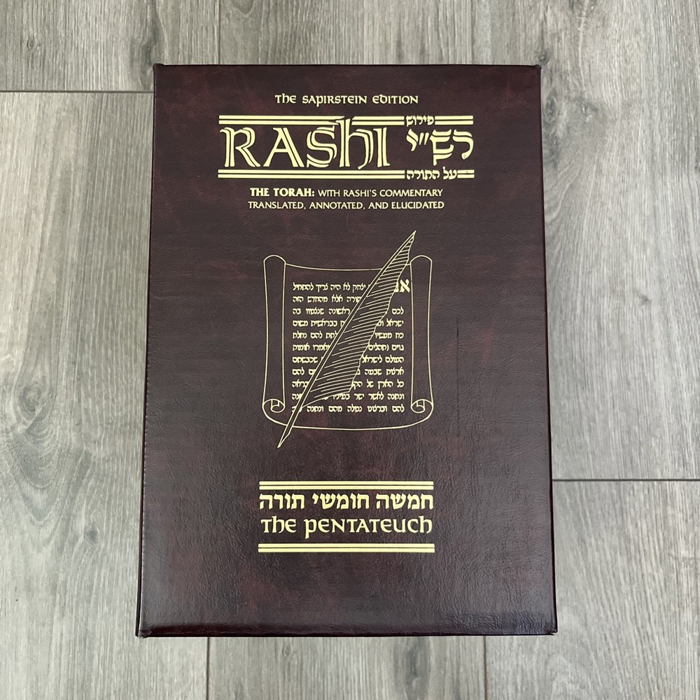 Sapirstein Ed. Torah w/Rashi's Commentary Books Set Leather Pentateuch